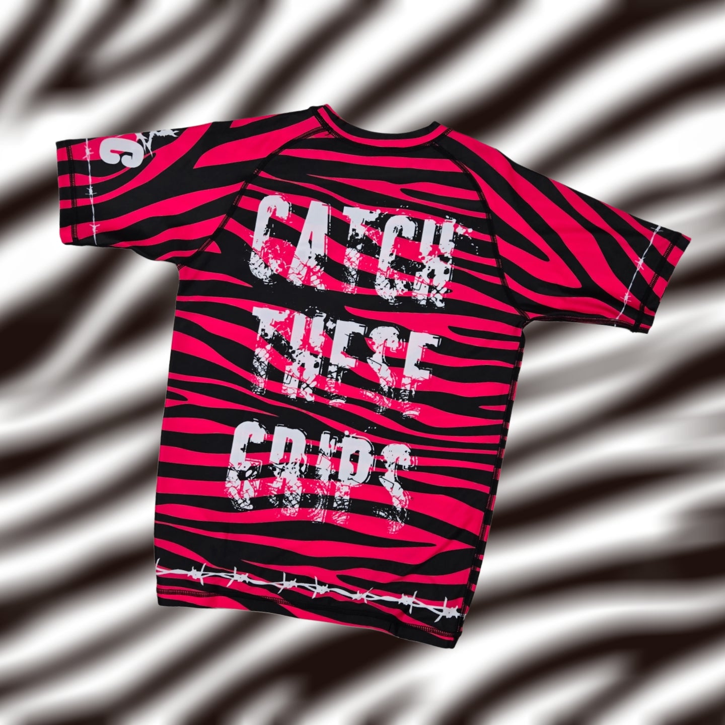 Brutal Cuddlers Rocker Pink Zebra Print Rash Guard