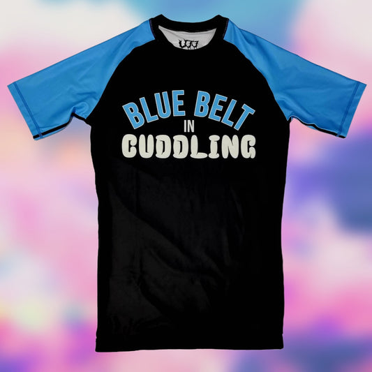 Blue Belt In Cuddling Rash Guard